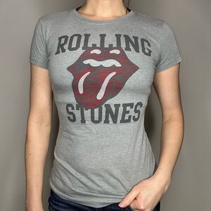 The Rolling Stones Vintage Y2K Tongue Light Grey Short Sleeve M